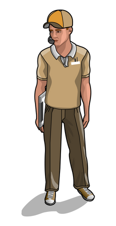 Service man holding writing board  Illustration