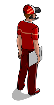 Service man holding writing board  Illustration