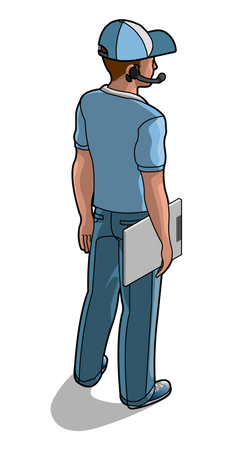 Service man holding writing board  Illustration