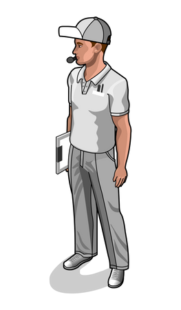 Service man holding writing board  Illustration