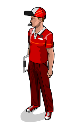 Service man holding writing board  Illustration