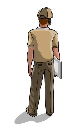 Service man holding writing board  Illustration