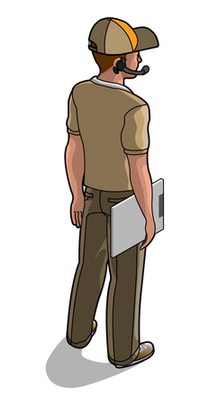 Service man holding writing board  Illustration