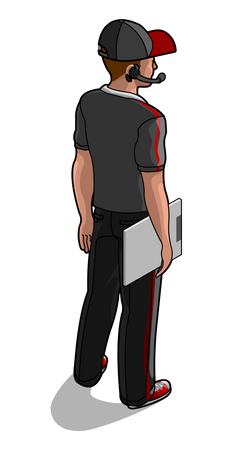 Service man holding writing board  Illustration