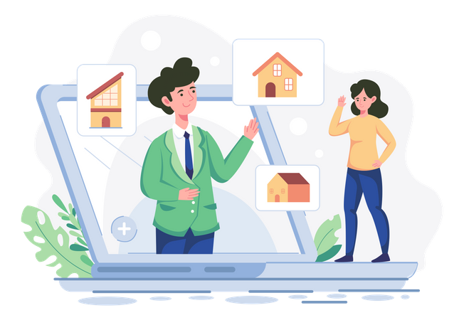 Service immobilier en ligne  Illustration
