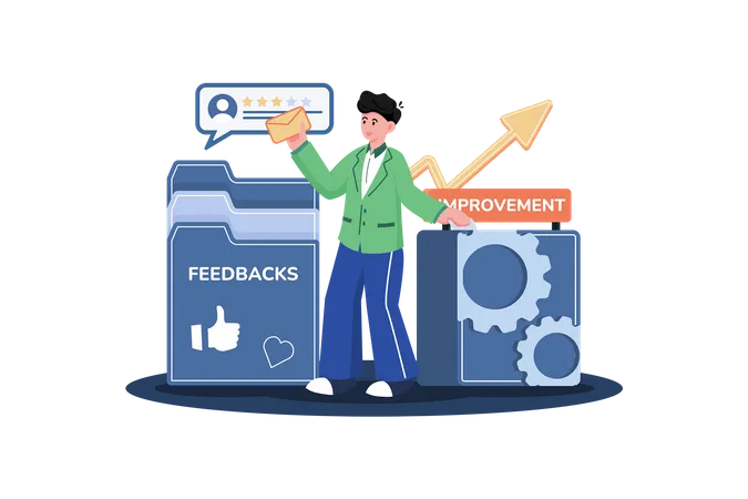 Service provider using customer feedback to improve service delivery and quality  イラスト