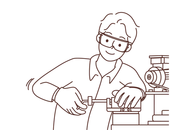 Servicemann bei Reparaturarbeiten  Illustration