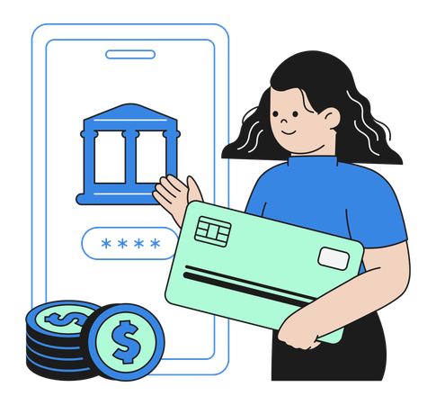 Services bancaires mobiles sécurisés et transactions de paiement en ligne  Illustration
