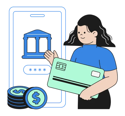 Services bancaires mobiles sécurisés et transactions de paiement en ligne  Illustration