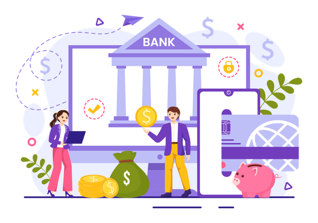 Services bancaires sur smartphone  Illustration