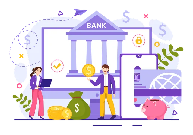 Services bancaires sur smartphone  Illustration