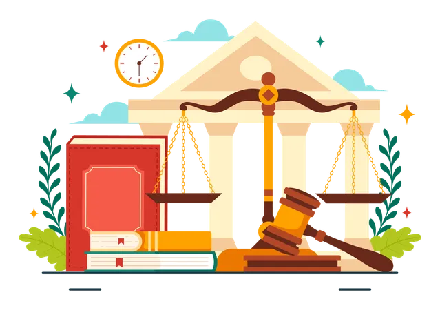 Services de cabinet d'avocats et livres de droit  Illustration