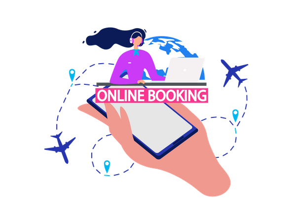 Services des compagnies aériennes, service de réservation de billets d'avion en ligne  Illustration