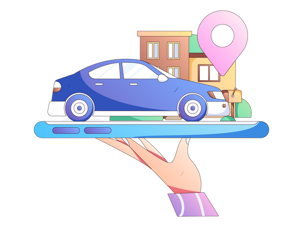 Services de voiture en ligne  Illustration