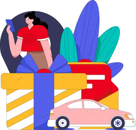 Services de voiture numérique  Illustration