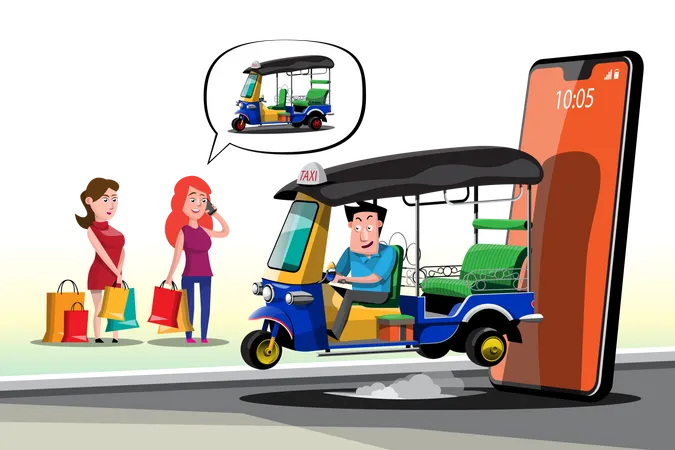 Tuk Tuk Tailandia Taxi Auto Rickshaw Triciclo Taxi Servicio Publico De Tailandia Coche De 3 Ruedas Para Uso En Web Y Publicaciones Ilustracion De Vector De Transporte Publico Tradicional De Negocios Y Servicios En Estilo 3 D Ilustración