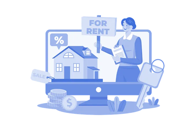 Servicio de alquiler de casa en línea  Ilustración
