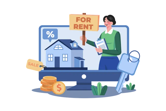 Servicio de alquiler de casa en línea  Ilustración