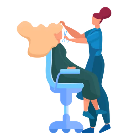 Servicio de centro de belleza con tratamiento y peinado del cabello.  Ilustración