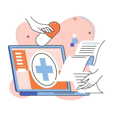 Servicio de consulta médica en línea.  Ilustración