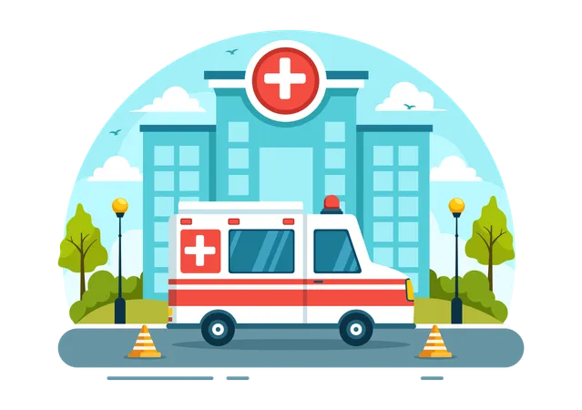 Servicio de emergencia en ambulancia  Ilustración