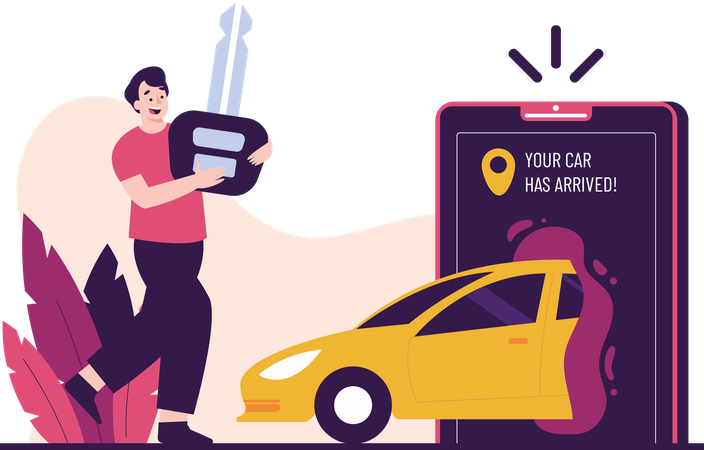Servicio de entrega de autos de alquiler  Ilustración