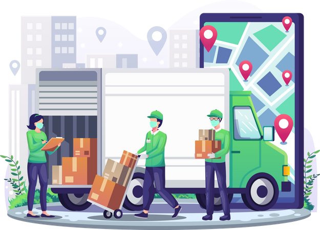 Servicio de entrega de camiones  Ilustración
