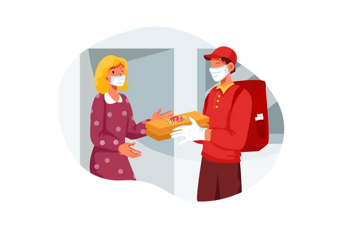 Servicio de entrega de pedidos de comida en línea.  Ilustración