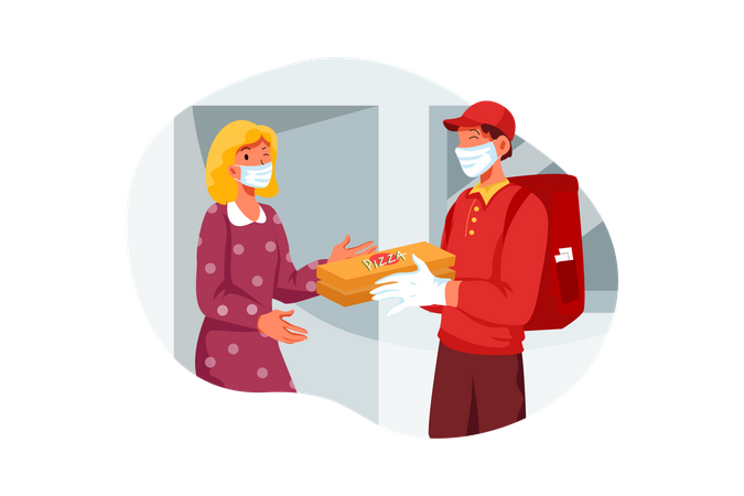 Servicio de entrega de pedidos de comida en línea.  Ilustración
