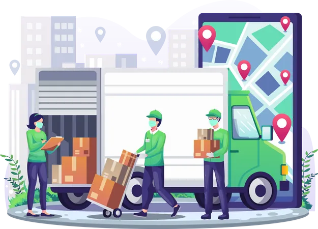 Servicio de entrega de camiones  Ilustración