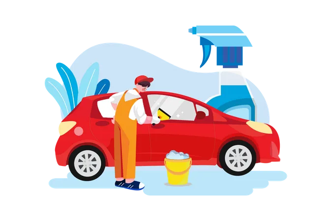 Servicio de limpieza de autos  Ilustración