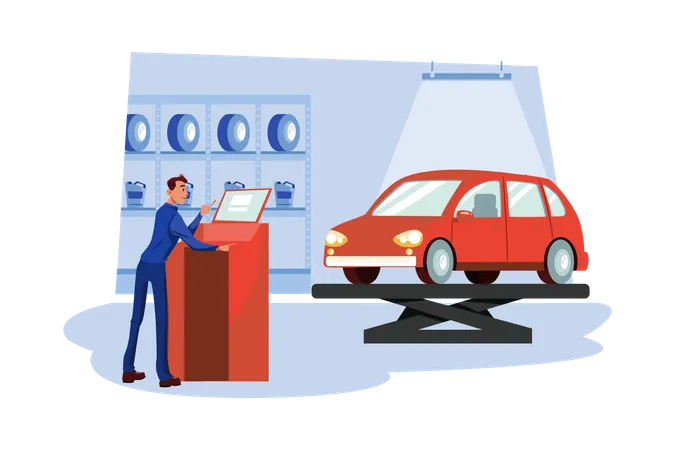 Servicio de pruebas de diagnóstico de automóviles  Ilustración