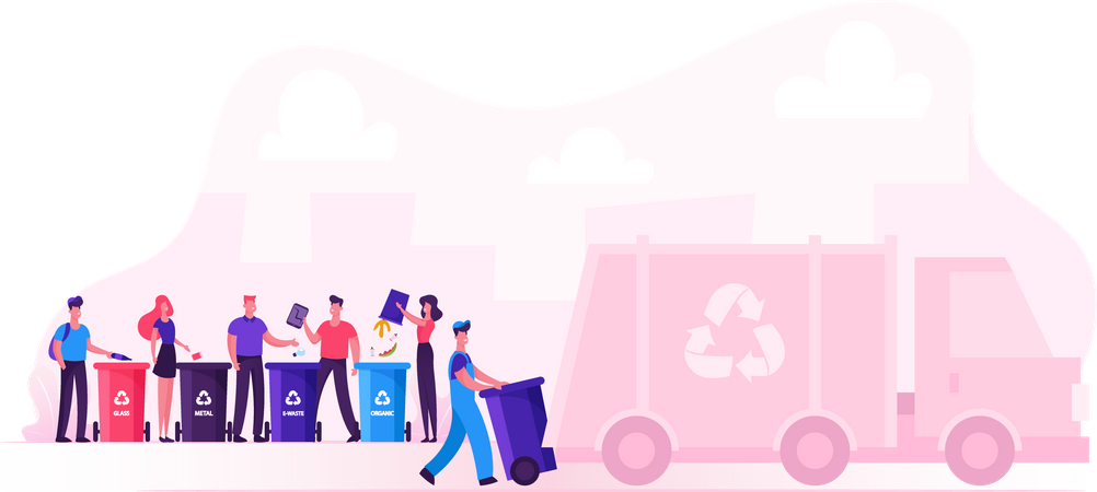 Servicio de reciclaje de la ciudad  Ilustración