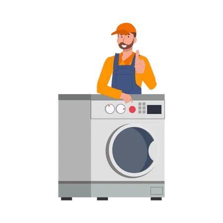 Servicio de reparación y garantía de lavadoras.  Ilustración