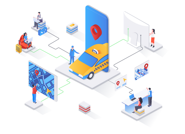 Servicio de reserva de taxis  Ilustración