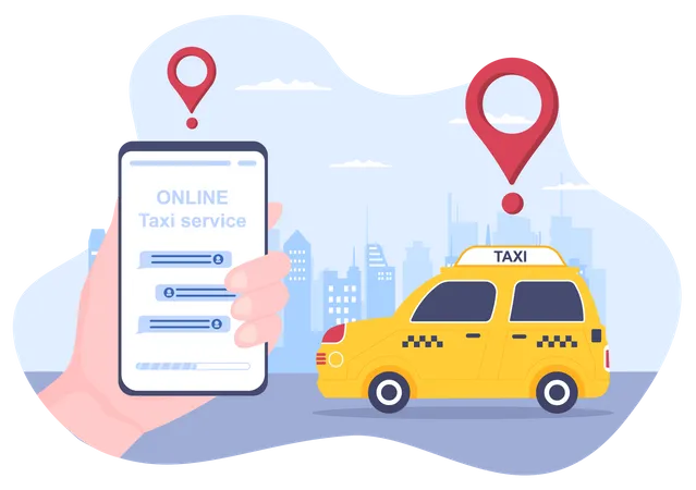 Servicio de reserva de taxis en línea  Ilustración