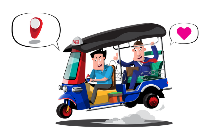 Servicio de tuk tuk  Ilustración