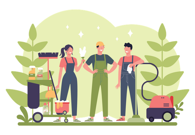 Servicio profesional de limpieza del hogar.  Ilustración