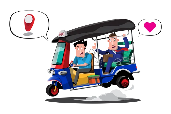 Tuk Tuk Tailandia Taxi Auto Rickshaw Triciclo Taxi Servicio Publico De Tailandia Coche De 3 Ruedas Para Uso En Web Y Publicaciones Ilustracion De Vector De Transporte Publico Tradicional De Negocios Y Servicios En Estilo 3 D Ilustración