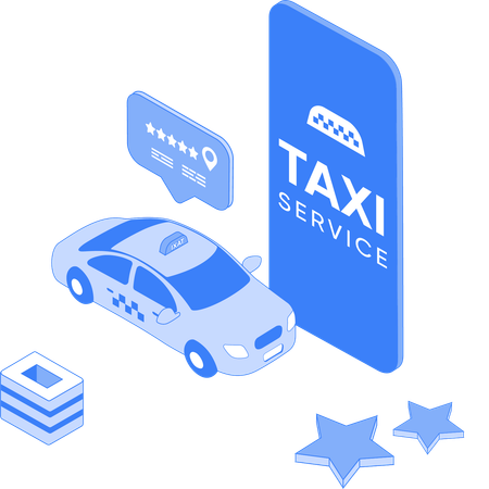 Servicio de taxi y calificación.  Ilustración