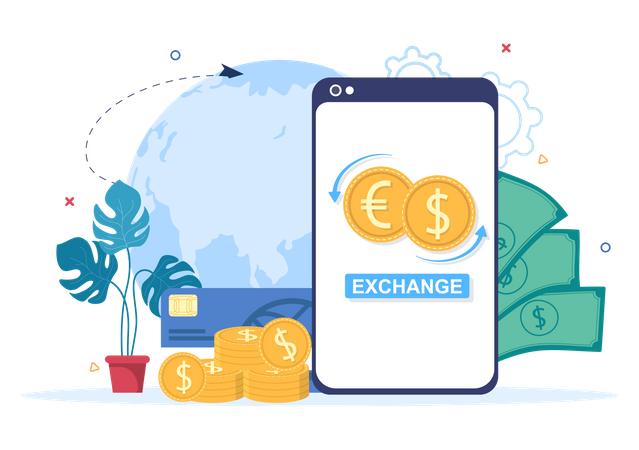 Servicios de cambio de moneda  Ilustración