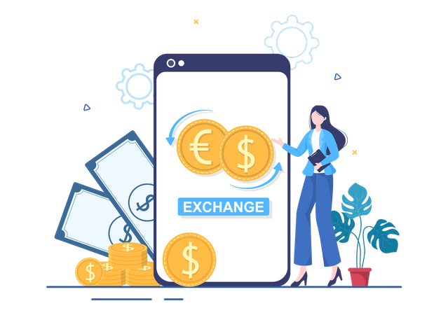 Servicios de cambio de moneda  Illustration