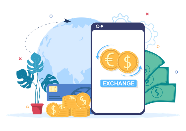 Servicios de cambio de moneda  Illustration