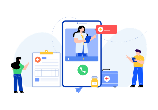 Servicios médicos en línea  Ilustración