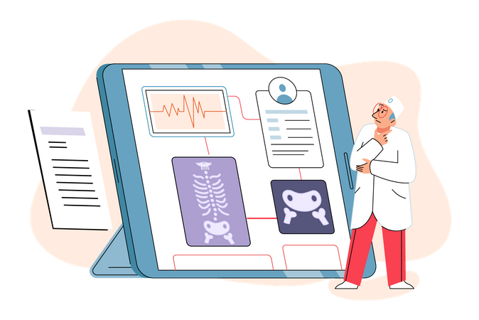 Servicios médicos en línea  Ilustración