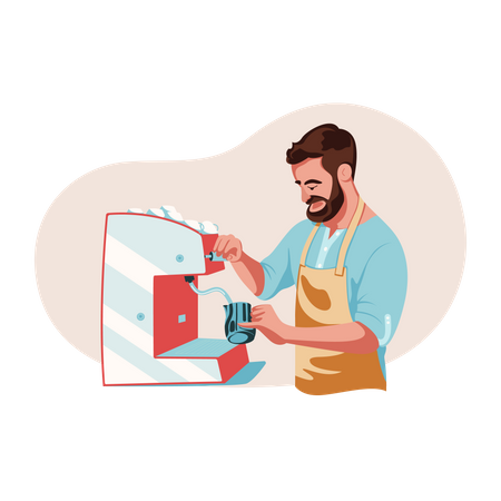 Barista fazendo café  Ilustração