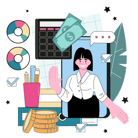 Serviço de auditor online  Ilustração
