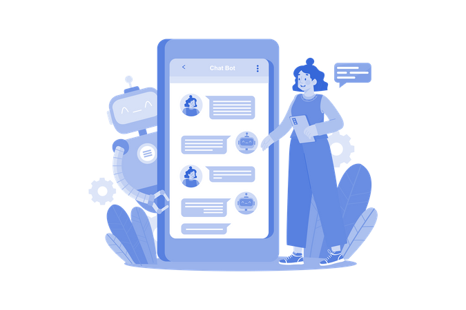 Serviço de chat de bot para smartphone  Ilustração