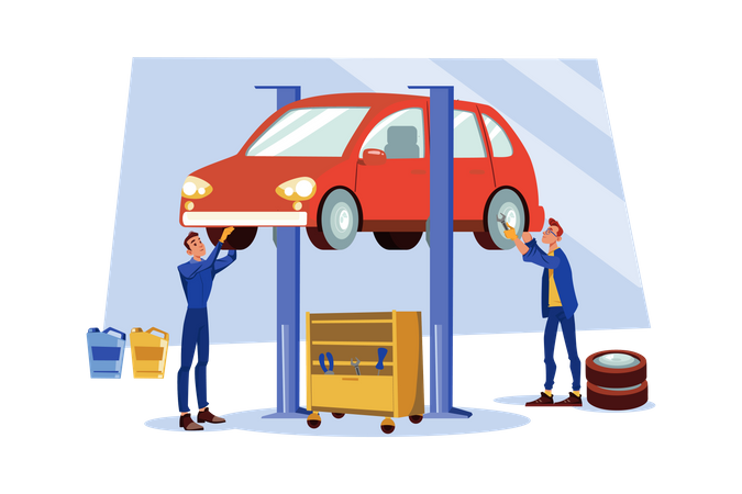 Serviço de conserto de automóveis  Ilustração