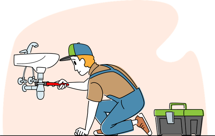 Serviço de conserto de encanador  Ilustração